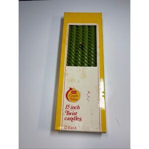 Vintage Sears Candle Shop 12 Inch Twist Candles Japan Boxed Set of 12, fern